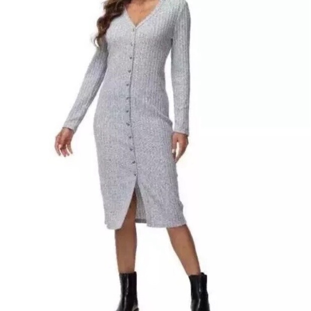 Frye Gray Ribbed Long Cardigan